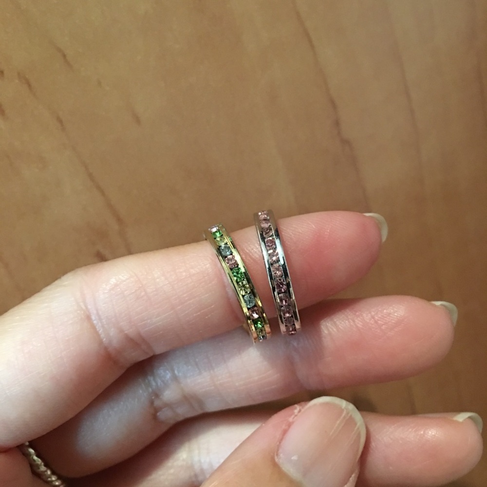 Set of 2 - channel set CZ rings, size 5